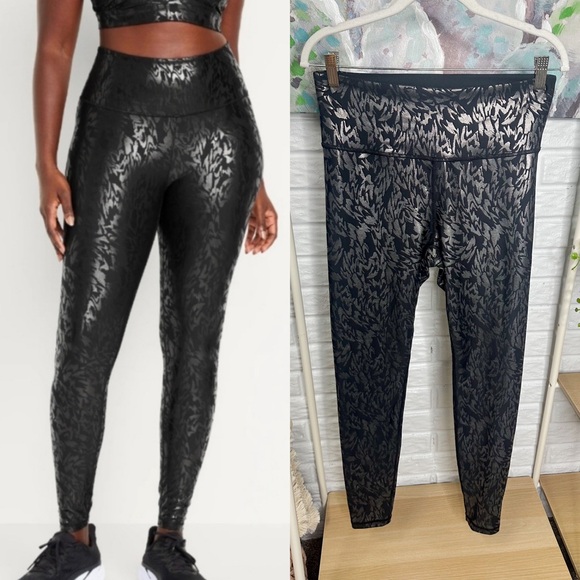 Old Navy Black Metallic Powersoft Legging (L) - Picture 1 of 4